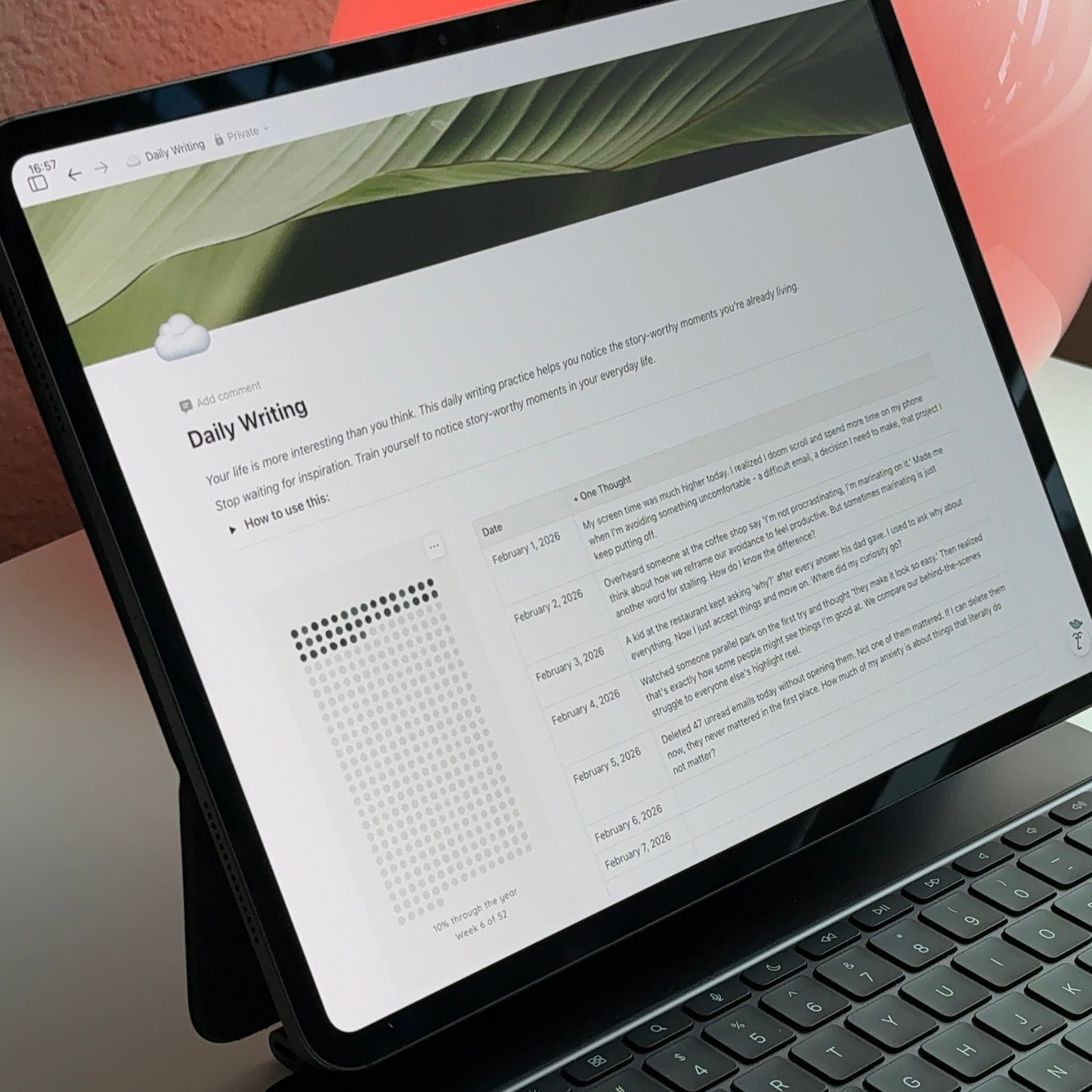 Daily Writing Notion Template